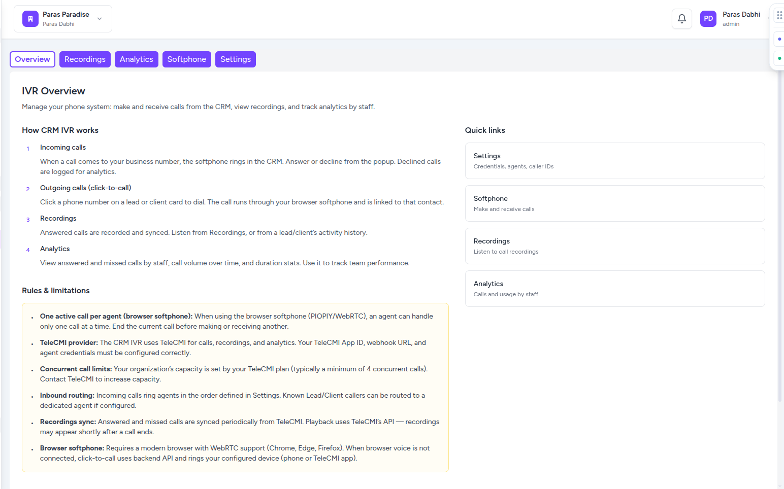 IVR Calling System Dashboard